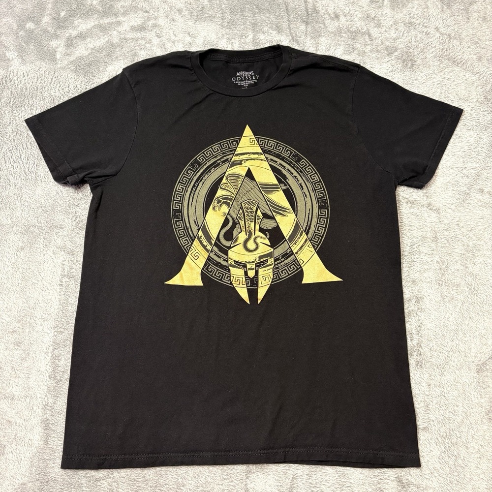 Assassins Creed Odyssey‎ T Shirt Mens Large Black Gold Graphic Ubisoft